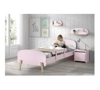 Vipack Ensemble lit KIDDY 90 x 200 cm avec chevet, étagères 45/65 cm et barrière - Rose