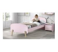 Vipack Kiddy Set composé d'un lit simple 90x200 cm, avec sommier à lattes et chevet, finition MDF laqué rose