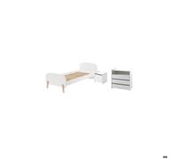 Vipack Pack chambre enfant Kiddy – Lit 90, Commode 3 tiroirs, Table de chevet – Blanc