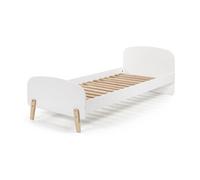 KIDDY Lit simple en bois laqué et brut et sommier 90x200cm Blanc