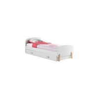 KIDDY Lit simple en bois laqué et brut et sommier 90x200cm Blanc + Lit gigogne