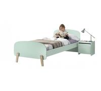 KIDDY Lit simple en bois laqué et brut et sommier 90x200cm + Chevet enfant bois laqué 1 porte