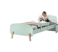 KIDDY Lit simple en bois laqué et brut et sommier Vert + Barrière de sécurité Vert