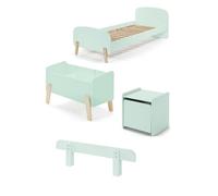 KIDDY Menthe Lit simple + Chevet + Barrière de lit + coffre à jouets