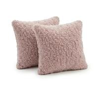 KiddyMoon Lot De 2 Coussins Décoratifs pour Enfant Et Housse Teddy Chambre Enfant, Rose,2 Oreillers