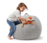 KiddyMoon Pouf pour Enfants 2-en-1 Rangement pour Jouets, 80x80x50cm | lavable en machine, fermeture zippée longue, sans bords durs, rembourrage textile maison