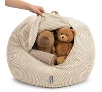 KiddyMoon Pouf pour Enfants 2-en-1 Rangement pour Jouets, 80x80x50cm | lavable en machine, fermeture zippée longue, sans bords durs, rembourrage textile maison