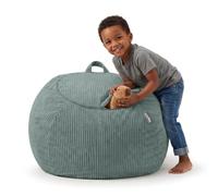 KiddyMoon Pouf pour Enfants 2-en-1 Rangement pour Jouets, 80x80x50cm | lavable en machine, fermeture zippée longue, sans bords durs, rembourrage textile maison