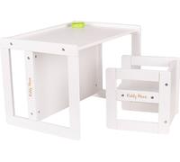 KiddyMoon Table et chaise pour enfants Ensemble de sièges Meubles pour enfants Table Chaises Banc en bois, blanc