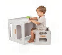 KiddyMoon Table Et Chaise pour Enfants Petit Bureau, Gris