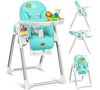 KIDIZ® Chaise haute 3 en 1 | Chaise haute pour enfant avec arceau de jeu, chaise longue pour bébé, chaise haute combinée, Siège haut pour bébé,7 hauteurs réglables, turquoise