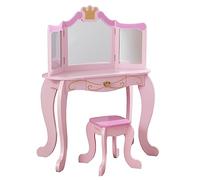 KidKraft Coiffeuse avec Miroir et Tabouret Princesse pour Enfants, Bureau avec Rangement, Table Enfant avec Chaise en Bois, Meubles de Chambre d'enfant, 76123