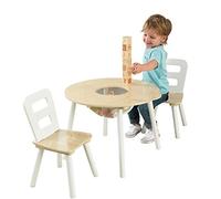 KidKraft Ensemble Table Ronde avec Rangement et 2 Chaises en Bois pour Enfants, Table Enfant avec 2 Chaises, Meuble de Rangement, Chambre Enfant, 27027
