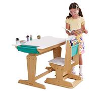 KidKraft Poche Grow Together Bureau Enfant en Bois avec Chaise Réglable en Hauteur, Chambre Enfant, Bureau avec Rangement, Meubles pour Enfants, 20307