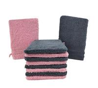 kidparadise Gants de Toilette Taille 14x22 cm 100% Coton - Lot de 10 Gants de Toilette Rose-Gris
