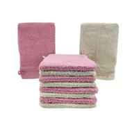 kidparadise Gants de Toilette Taille 14x22 cm 100% Coton - Lot de 10 Gants de Toilette Rose-Ivoire