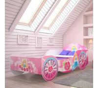 Lit d'enfant carrosse lit de fille 80x160 cm avec protection contre les chutes | Princesse Enfant lit de jeu 160x80 cm lit de jeu lit d'adolescent lit simple fille
