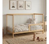 Lit bébé Kids Collective, lit à barreaux avec barrière de sécurité, 60 x 120 cm et 70 x 140 cm, en hêtre massif, fabriqué en Europe, 60 x 120 cm, finition naturelle et blanche