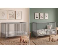 Kids Collective Lit bébé Lit à barreaux Lit pour bébé avec barrière de sécurité 60x120 70x140 en hêtre massif, fabriqué en Europe 60x120 cm Gris