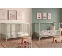 Kids Collective Lit bébé Lit à barreaux Lit pour bébé avec barrière de sécurité 60x120 70x140 en hêtre massif, fabriqué en Europe 60x120 cm Vert