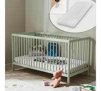 Kids Collective Lit de bébé Lit à barreaux 60x120 et 70x140 cm avec matelas Sommier à lattes réglable en hauteur & barreaux amovibles bois de hêtre stable | de la naissance à 3 ans | vert