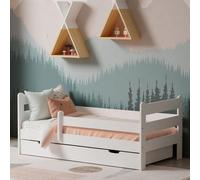 Kids Collective Lit d'enfant 80x160 cm Lit d'enfant Lit d'adolescent Lit junior | Avec protection contre les chutes & tiroir | Bois de pin stable | 80×160 cm de 3 à 10 ans | Blanc