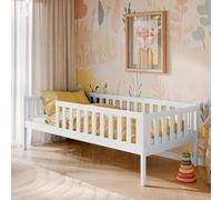 Lit d'enfant avec protection contre les chutes, sommier à lattes, lit d'enfant | sûr & stable | autres dimensions : 80x180, 90x190, 90x200 cm | 80x160 cm de la 3e à la 10e année, blanc