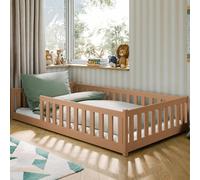 Kids Collective Lit Enfant Montessori 120x200 cm avec Protection Anti-Chute, Matelas & sommier à Lattes, lit au Sol, lit Enfant, lit Junior, lit Simple | Cannelle