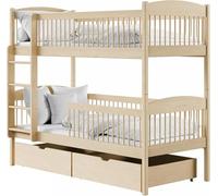 Kids Collective lit mezzanine pour enfant, superposé, sûr et fonctionnel | Bois de pin massif, 2 tiroirs | Tailles : 80 x 180, 90 x 190, 90 x 200 cm du 3e à 12 ans