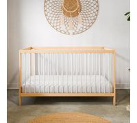 Kids Collective Lit pour bébé Lit à barreaux 60x120 et 70x140 cm Sommier à lattes réglable en hauteur & barreaux amovibles bois de hêtre stable | de la naissance à 3 ans EU | naturel/blanc