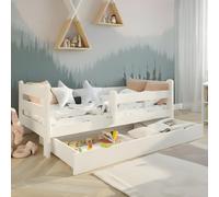 Kids Collective Lit d'enfant 80x160 cm Lit d'enfant Lit d'adolescent Lit junior | Avec protection contre les chutes & tiroir | Bois de pin stable | 80×160 cm de 3 à 10 ans | Blanc