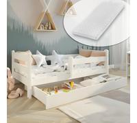 Kids Collective Lit d'enfant 80x160 cm Lit d'enfant Lit d'adolescent Lit junior | Avec protection contre les chutes, tiroir & matelas | Kit complet | 80×160 cm de 3 à 10 ans | Blanc