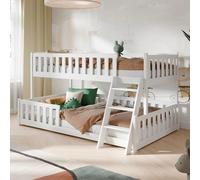 Lit superposé 90x200 / 120x200 : lit pour enfant, lit pour adolescent, lit superposé, lit mezzanine avec échelle, barrières de sécurité et sommiers à lattes, lit pour enfants de 4 à 16 ans, blanc