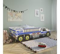 Kids Collective Lit Voiture pour Enfant et Adolescent - Taille 80x160 cm avec Protection Contre Les Chutes - Camion de Police - Voiture Policier Enfants Lit de Jeu