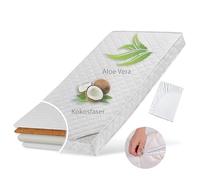 Matelas enfant 80x160 cm KOKOS avec housse matelassée à l'aloe vera, drap-housse et deux degrés de fermeté, 10 cm d'épaisseur, Matelas bébé enfant