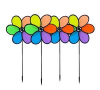 Kids Pinwheel, Rainbow Flower Gardens Windmill, 9.4x21.3 Inches Whimsical Lawn Ornament, 360 Rotating Pinwheels for Fairy, Garden, Kid Play Area, Bedrooms and Decor
