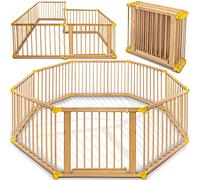 KIDUKU® Barrière de sécurité Parc bébé XXL 7,2 mètres, pliant, porte inclus, à 8 pièces, forme individuelle selon votre choix (Jaune)
