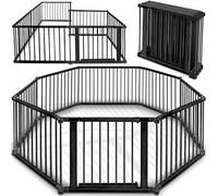 KIDUKU® Barrière de sécurité Parc bébé XXL 7,2 mètres, pliant, porte inclus, à 8 pièces, forme individuelle selon votre choix (Noir)