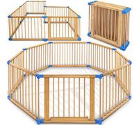 KIDUKU® Barrière de sécurité Parc bébé XXL 7,2 mètres, pliant, porte inclus, à 8 pièces, forme individuelle selon votre choix