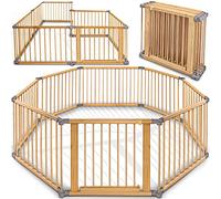 KIDUKU® Barrière de sécurité Parc bébé XXL 7,2 mètres, pliant, porte inclus, à 8 pièces, forme individuelle selon votre choix