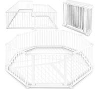 KIDUKU® Parc 7,2 mètres blanc XXL pliable avec porte, composé de 8 éléments, modulable individuellement Parc Barrière de sécurité