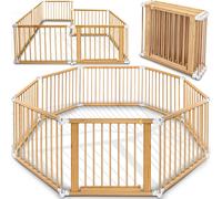 KIDUKU® Parc 7,2 mètres blanc XXL pliable avec porte, composé de 8 éléments, modulable individuellement Parc Barrière de sécurité