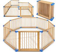 KIDUKU® Parc 7,2 mètres bleu XXL pliable avec porte, composé de 8 éléments, modulable individuellement Parc Barrière de sécurité
