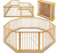 KIDUKU Parc 7,2M jaune avec porte incluse Parc bébé Barrière de sécurité Cheminée