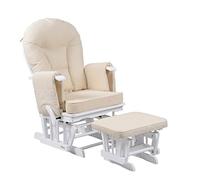 Kidzmotion Sereno Chaise berçante pour Soins maternels avec mécanisme de Verrouillage incluant Un Pouf Blanc
