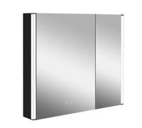 kielle Arkas I - Armoire à miroir avec éclairage LED, chauffage et port USB, 80x70x13 cm, noir mat 50111814