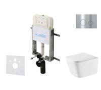 kielle Genesis New - Set bâti support, WC Arkas I, Vortex Rimless+, siège à fermeture progressive et bouton-poussoir Gemini New II, chrome brillant 30528SZ77