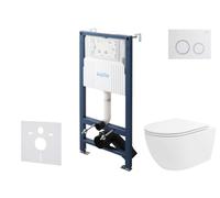 kielle Genesis New - Set bâti-support, WC Oudee, Vortex Rimless+, siège softclose et bouton-poussoir Gemini New II, blanc brillant/chrome 30528SS31