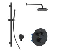 kielle Oudee - Mitigeur thermostatique encastré, 2 sorties, avec accessoires EcoSpare et corps d’encastrement, noir mat 20602SPT44