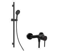 kielle Oudee - Set de douche avec mitigeur, barre, flexible et pommeau de douche EcoSpare, noir mat 20602SN34